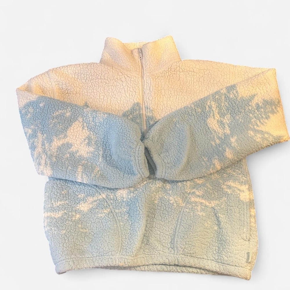H&M Blue and Cream Cowl Neck Sweater